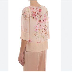 NWT TWINSET MILANO SOFT PINK FLORAL SHEER OVERLAY CAMISOLE BLOUSE - L